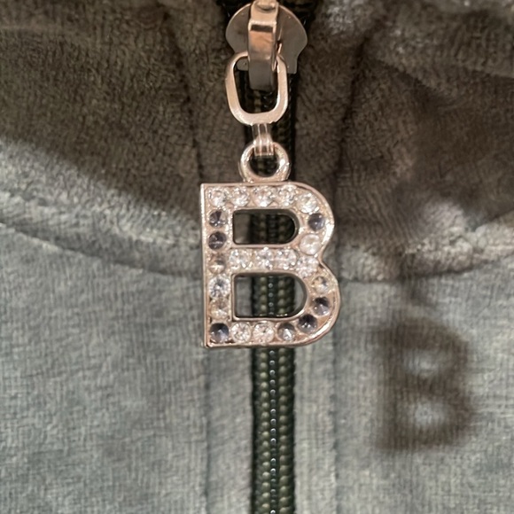 BCBGMAXAZRIA Velour Jacket Rhinestone Pockets Zipper Long Sleeve Green Size L - Picture 12 of 14